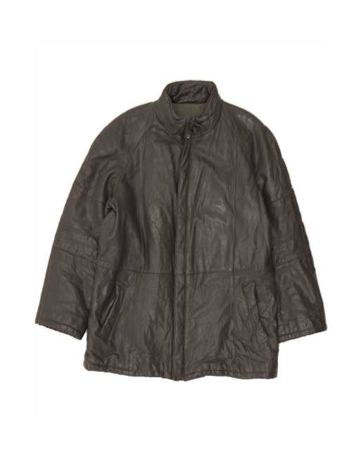 Vintage Leather Jacket It 56 3XL In Grey