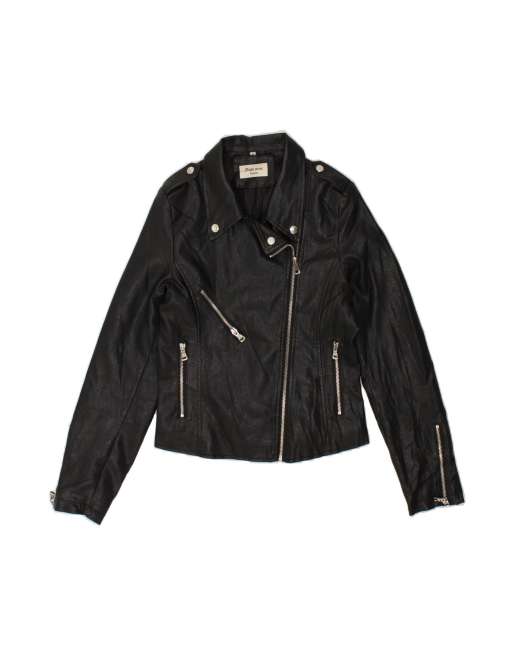 Vintage Leather Jacket UK 10 Small In Black
