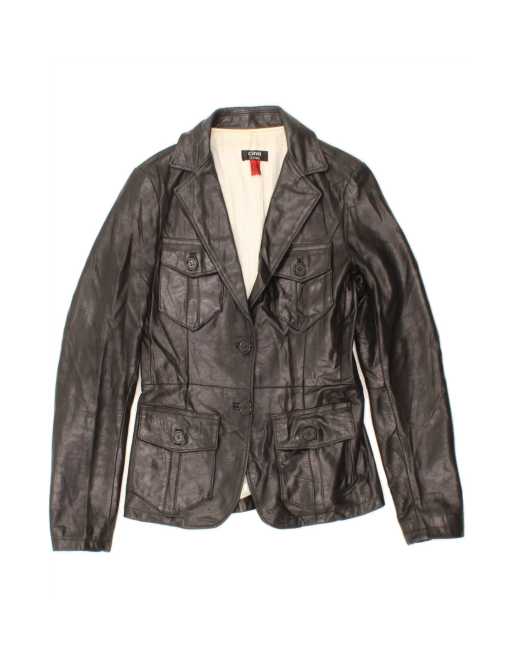 Vintage Leather Jacket UK 10 Small In Black