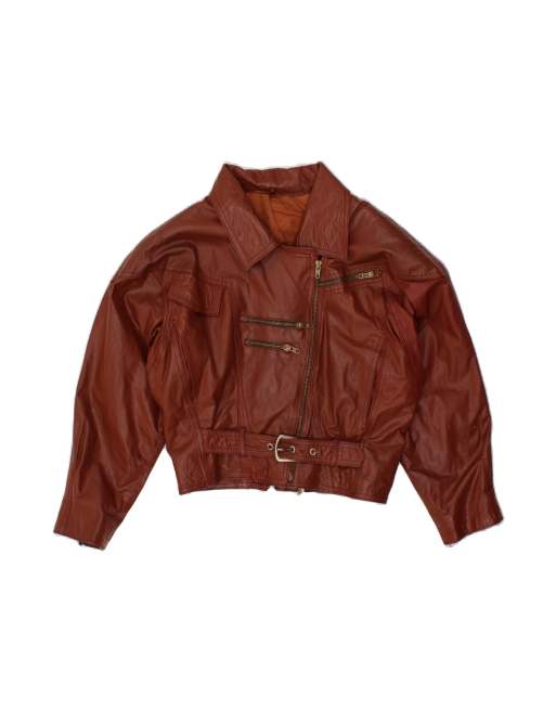 Vintage Leather Jacket UK 10 Small In Brown