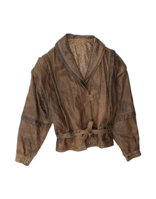 Vintage Leather Jacket UK 10 Small In Brown