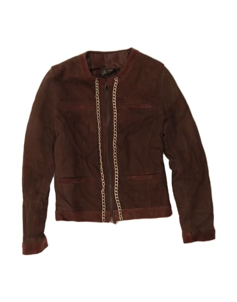 Vintage Leather Jacket UK 10 Small In Brown - view 1