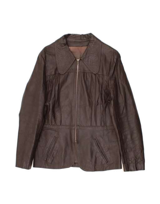 Vintage Leather Jacket UK 12 Medium In Brown