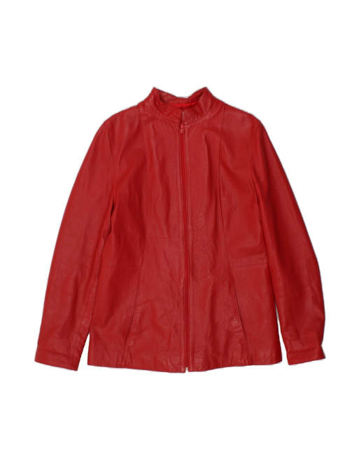 Vintage Leather Jacket UK 12 Medium In Red