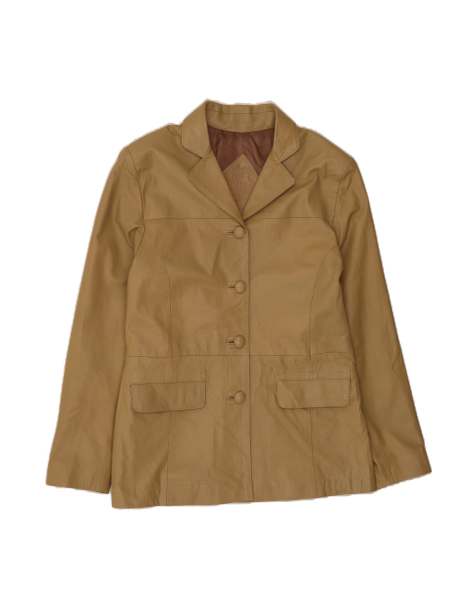 Vintage Leather Jacket UK 14 Large In Beige - view 1
