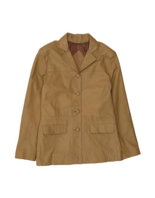Vintage Leather Jacket UK 14 Large In Beige