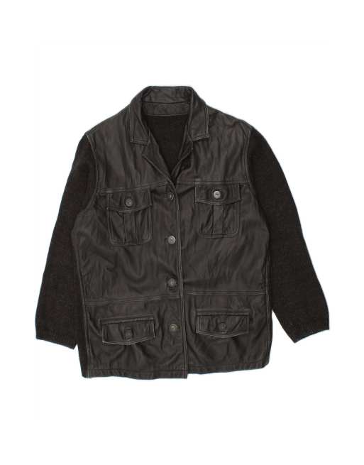 Vintage Leather Jacket UK 14 Large In Black