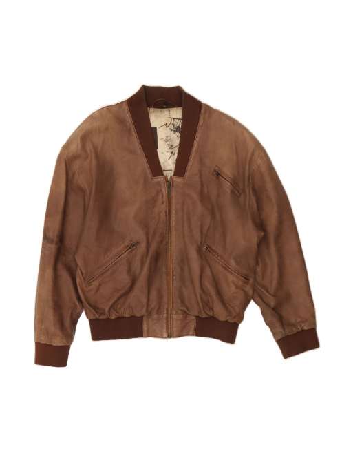 Vintage Leather Jacket UK 14 Large In Brown