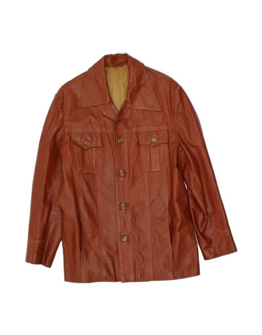 Vintage Leather Jacket UK 14 Large In Brown