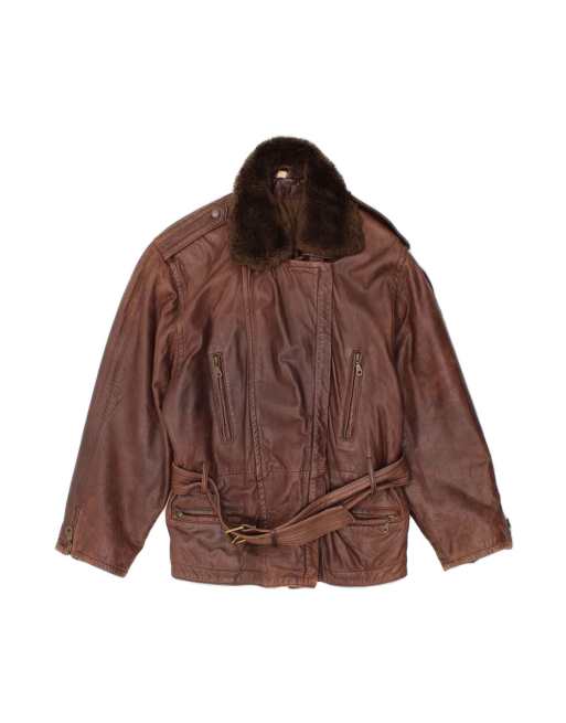 Vintage Leather Jacket UK 14 Large In Brown