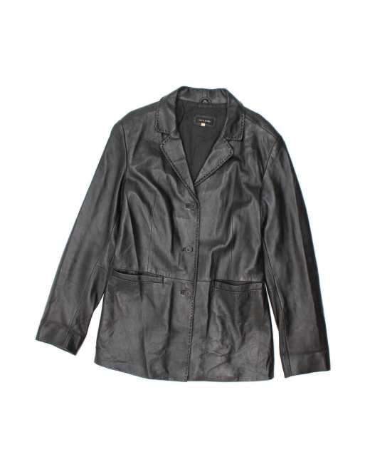 Vintage Leather Jacket UK 14 Medium In Black