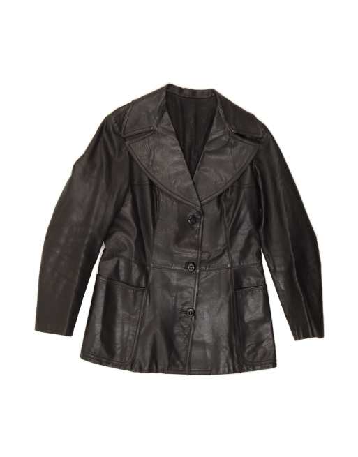 Vintage Leather Jacket UK 14 Medium In Black