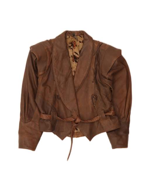 Vintage Leather Jacket UK 14 Medium In Brown