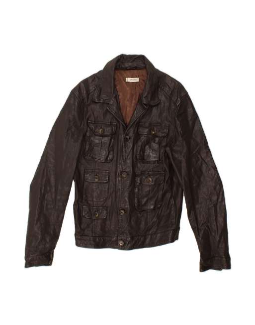 Vintage Leather Jacket UK 14 Medium In Brown