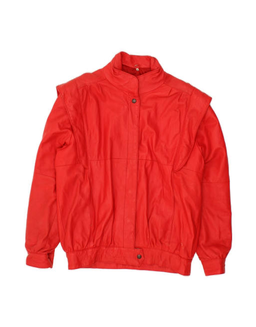 Vintage Leather Jacket UK 14 Medium In Red