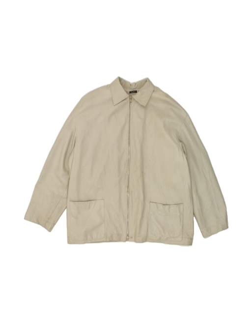 Vintage Leather Jacket UK 16 Large In Beige