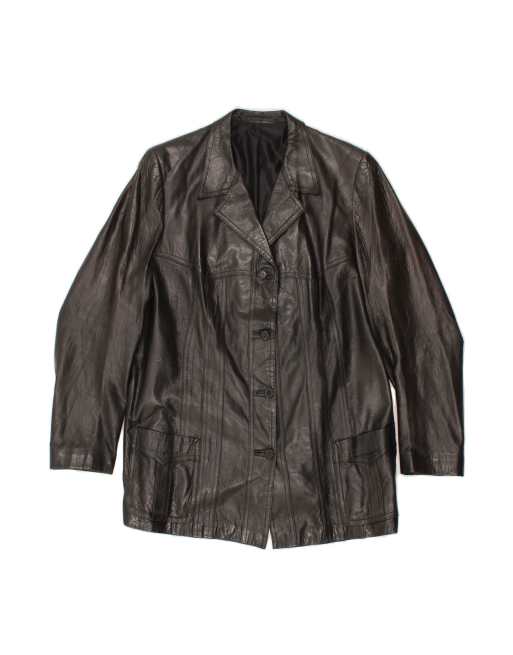 Vintage Leather Jacket UK 16 Large In Black
