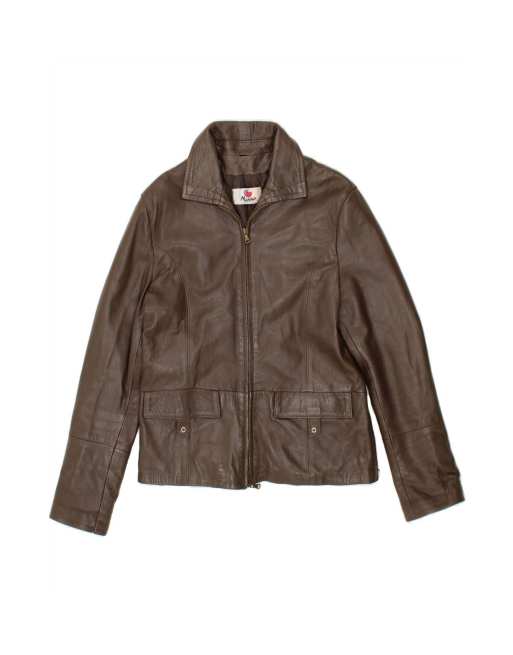 Vintage Leather Jacket UK 16 Large In Brown