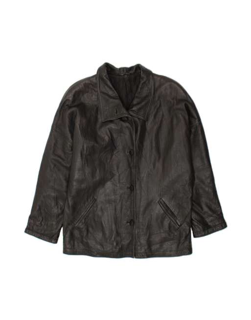 Vintage Leather Jacket UK 18 XL In Black