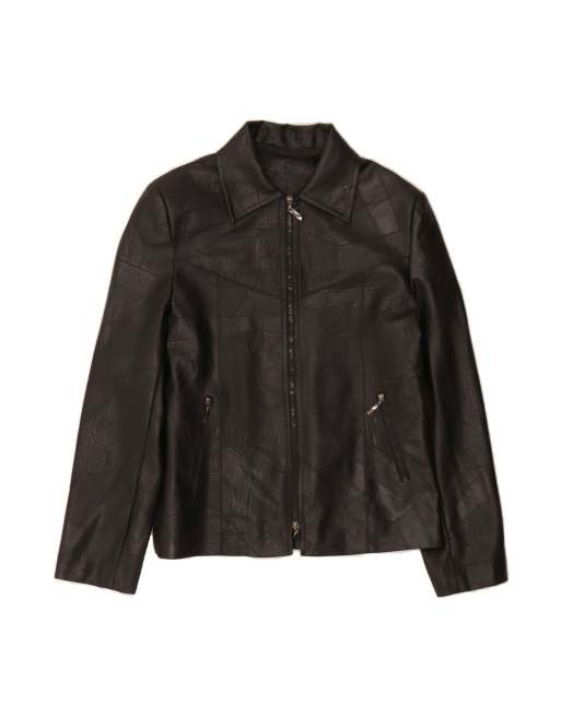 Vintage Leather Jacket UK 18 XL In Black