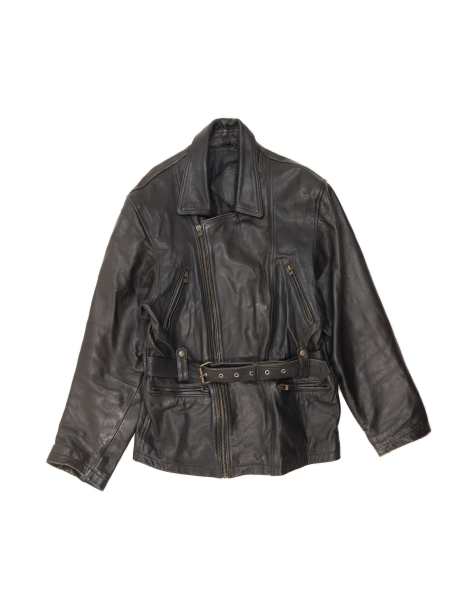 Vintage Leather Jacket UK 18 XL In Black - view 1