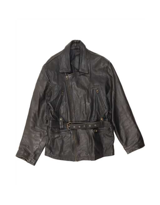 Vintage Leather Jacket UK 18 XL In Black