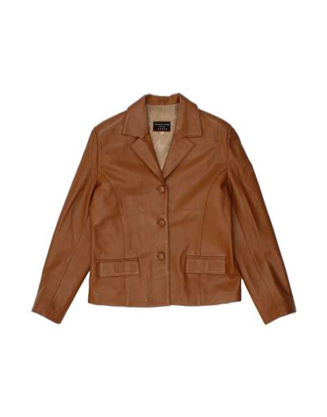 Vintage Leather Jacket UK 18 XL In Brown - view 1