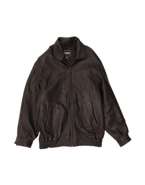 Vintage Leather Jacket UK 20 2XL In Black - view 1