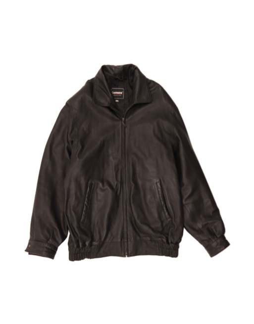 Vintage Leather Jacket UK 20 2XL In Black