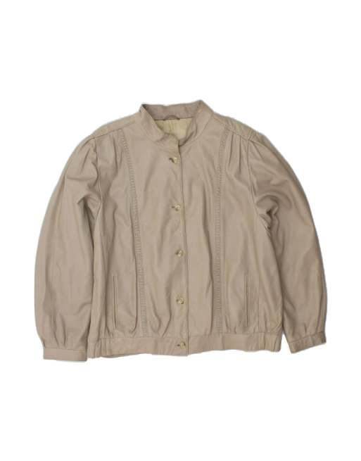 Vintage Leather Jacket UK 20 2XL In Grey