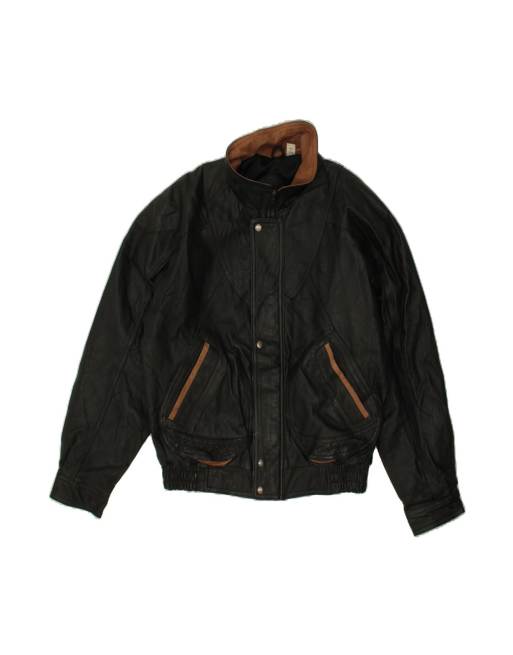 Vintage Leather Jacket UK 36 Small In Black