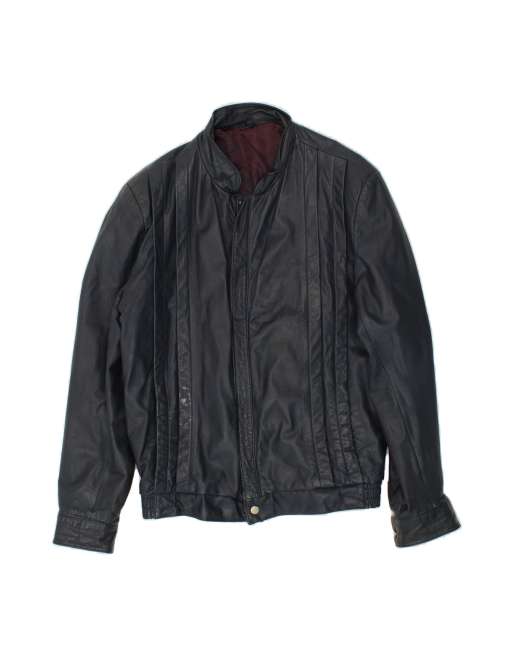 Vintage Leather Jacket UK 38 Medium In Blue