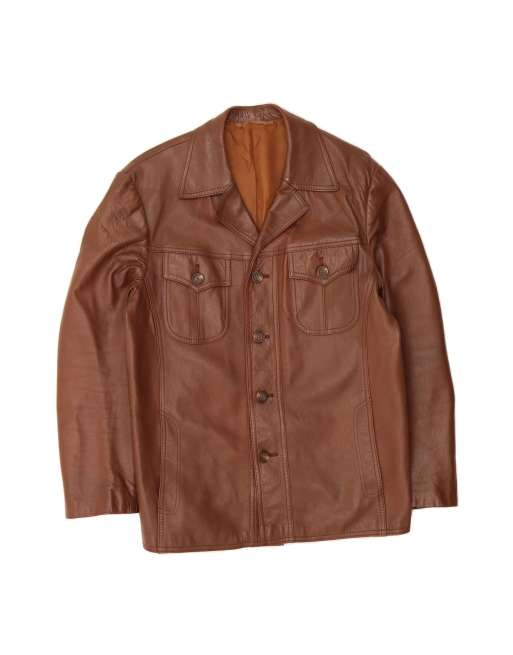 Vintage Leather Jacket UK 38 Medium In Brown