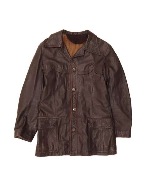 Vintage Leather Jacket UK 38 Medium In Brown - view 1