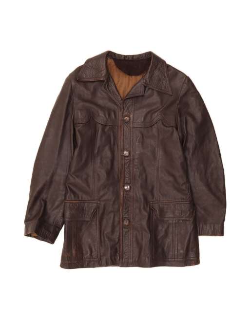Vintage Leather Jacket UK 38 Medium In Brown
