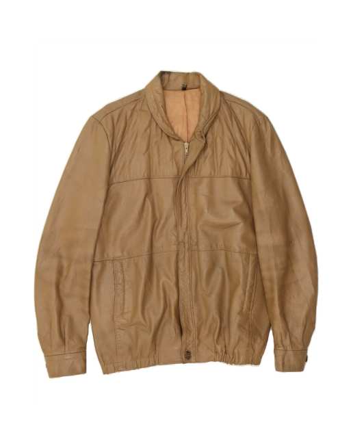 Vintage Leather Jacket UK 40 Large In Beige