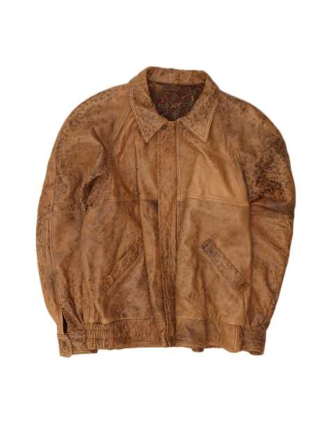 Vintage Leather Jacket UK 40 Large In Brown Flecked Leather - view 1