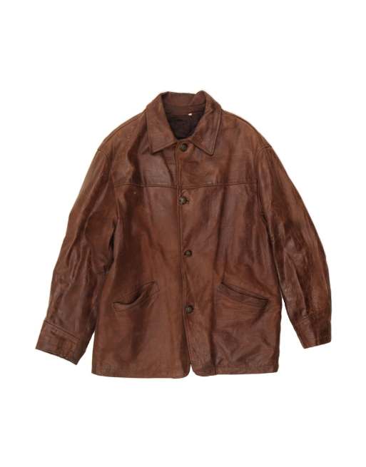 Vintage Leather Jacket UK 40 Large In Brown