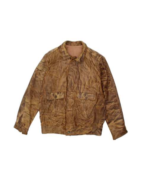 Vintage Leather Jacket UK 40 Large In Brown - view 1