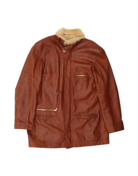 Vintage Leather Jacket UK 40 Large In Brown - view 1