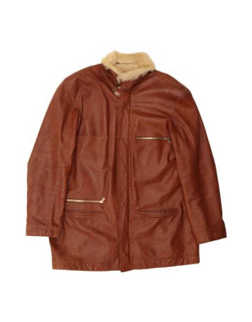 Vintage Leather Jacket UK 40 Large In Brown