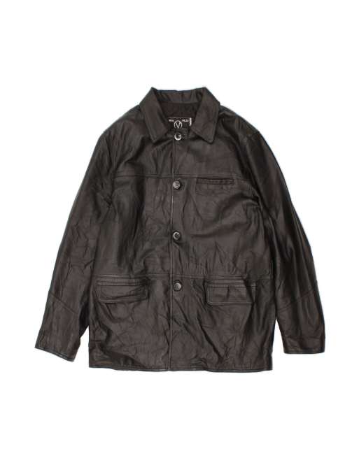 Vintage Leather Jacket UK 42 XL In Black