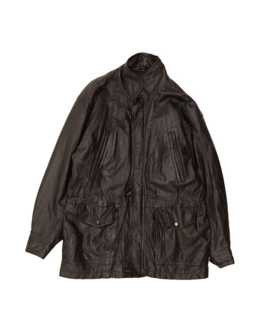 Vintage Leather Jacket UK 42 XL In Black