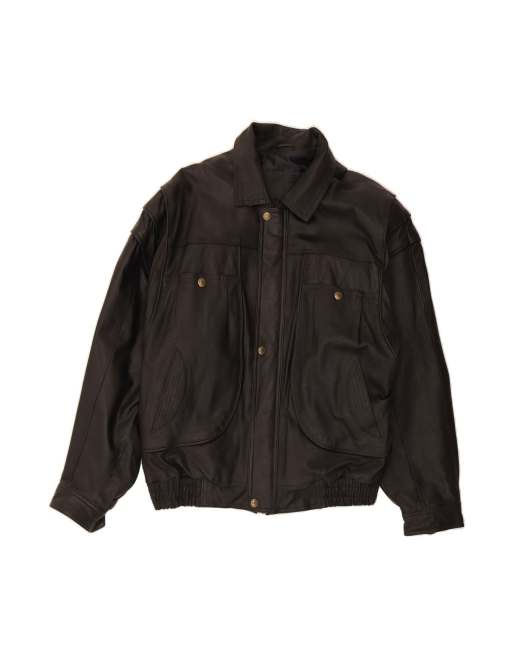 Vintage Leather Jacket UK 42 XL In Black