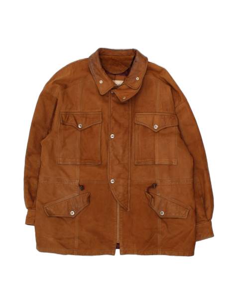 Vintage Leather Jacket UK 42 XL In Brown - view 1