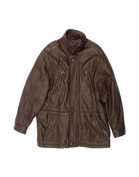 Vintage Leather Jacket UK 42 XL In Brown - view 1