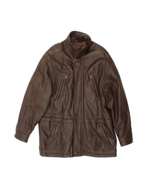 Vintage Leather Jacket UK 42 XL In Brown