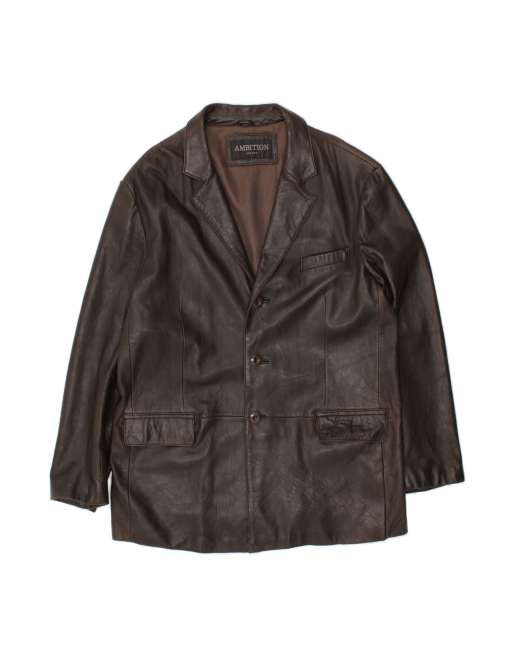 Vintage Leather Jacket UK 42 XL In Brown