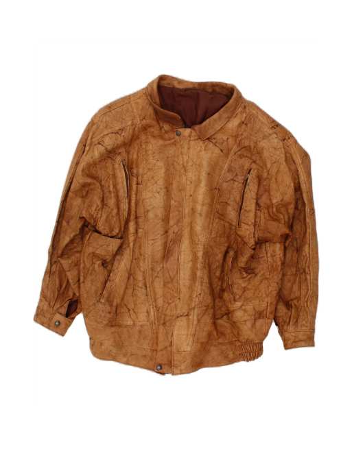 Vintage Leather Jacket UK 42 XL In Brown