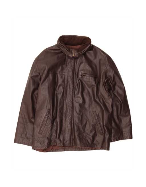 Vintage Leather Jacket UK 42 XL In Brown